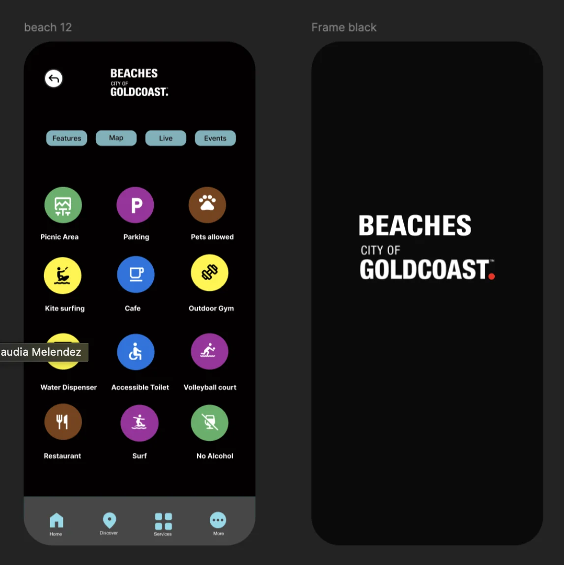 Dark mode features screen and splash