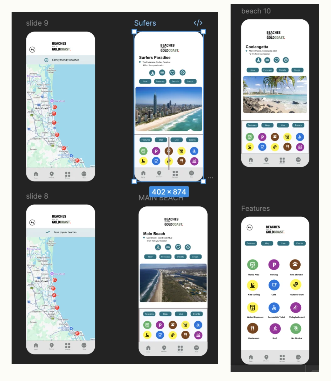 Beach pages for Surfers Paradise, Main Beach and Coolangatta