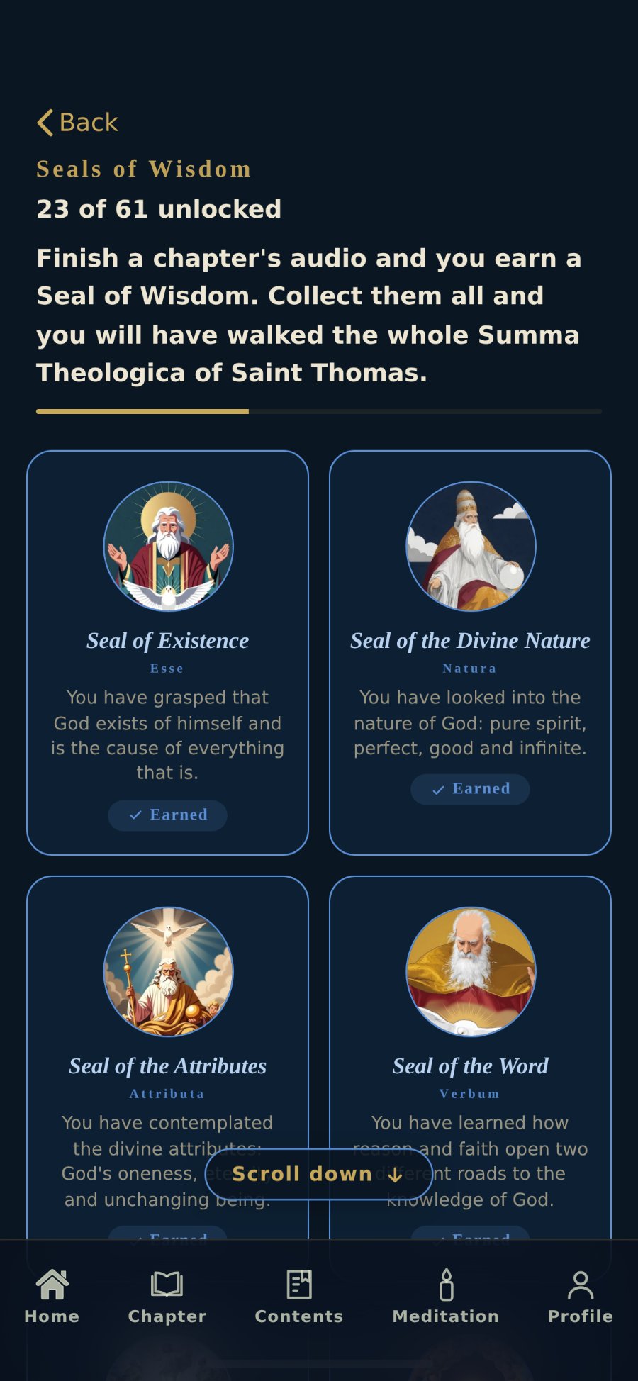 Seals of Wisdom, 23 of 61 unlocked